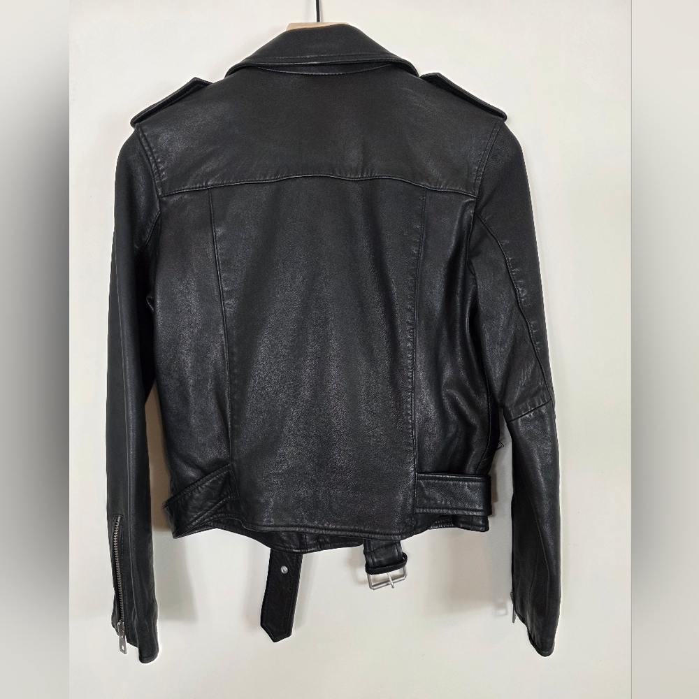 All Saints Balfern Leather Biker Jacket Size 8 US Womens - Picture 4 of 5
